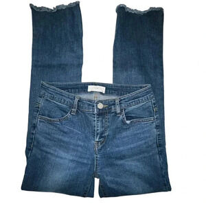 Flow M cropped (25.5 inseam) blue jeans with raw‎ hem